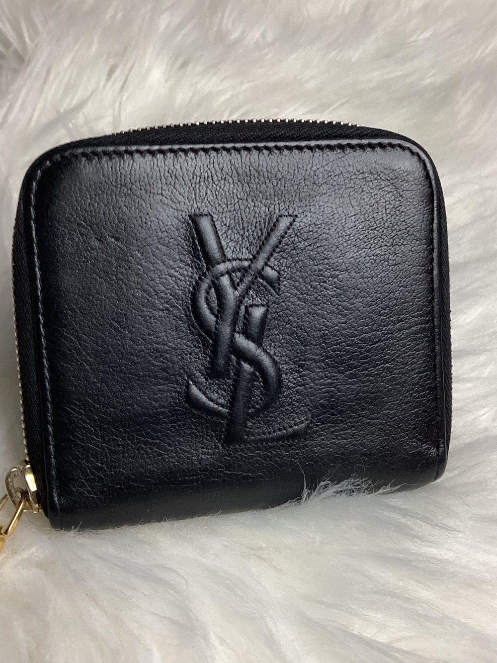 YSL Black Compact Leather Zip Wallet/GENDERLESS
